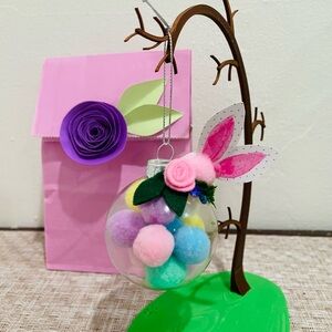 Pom Pom Bunny Ornament & gift bag